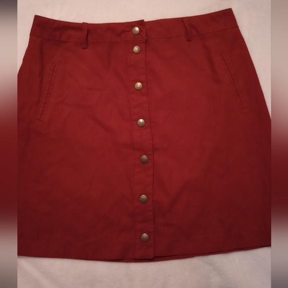 XXI size medium faux suede mini skirt with gold button up front - Picture 1 of 5